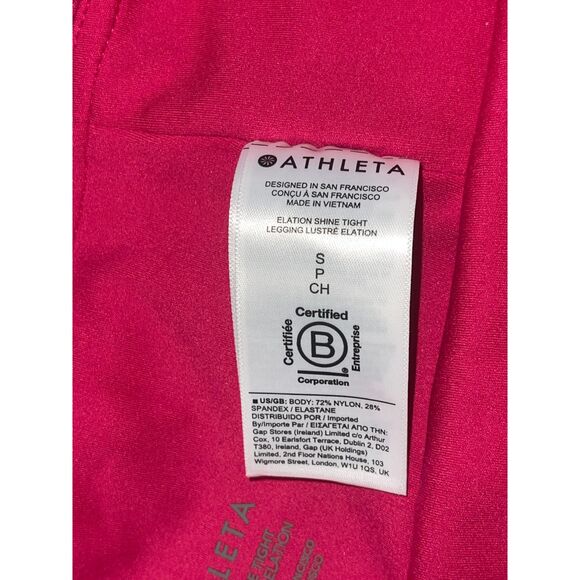 RARE Athleta Elation Shine Tight Leggings- Women’s Size Small – Hot Pink Shimmer - Picture 10 of 11